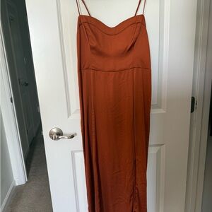 Abercrombie & Fitch Orange Camille Midi Dress